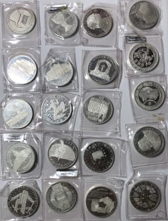 1975～1979年オーストリア100シリング銀貨20枚セット。未開封。64オンス。