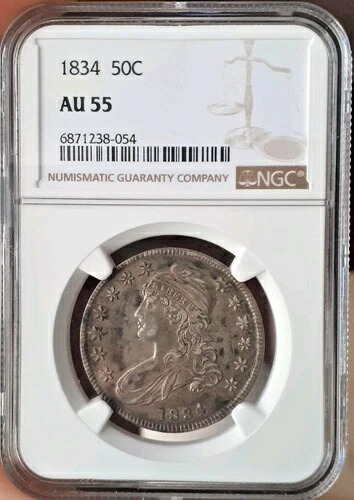 1834年 キャップドバスト ハーフダラー NGC AU-55 50C