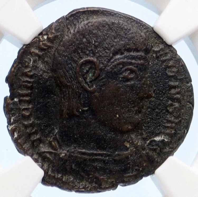 マグネンティウス 350AD カイ・ロー・ラバルム 真正古代ローマコイン NGC XF レア i60273