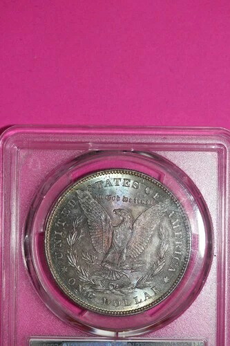 レインボートーン 1878 7TF MS 63 1878年製モルガン銀貨 PCGS スラブ 1213 の裏面