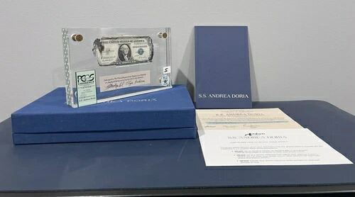 1935年 1ドル銀貨証明書 S.S. アンドレア・ドーリア 難破船 PCGS グレードB ケース COA 付き 232,650円
