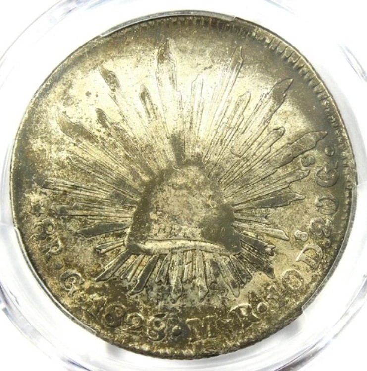 1828/7-Go MR 8 レアル シルバー コイン (8R) Go08 - PCGS VF 詳細認定 - 希少!