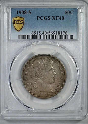 1908-S バーバー ハーフダラー 50セント PCGS XF40｜WORLD RESOURCE【KING店】 235,400円