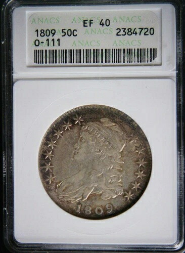 1809 年 キャップド バスト ハーフ ドル - ANACS EF40 - 美しい希少コイン!!