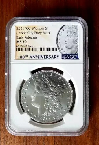 2021-CC モルガン銀貨 ~ プライベートマークパーフェクト NGC MS70 21XC 確認 ~ 希少