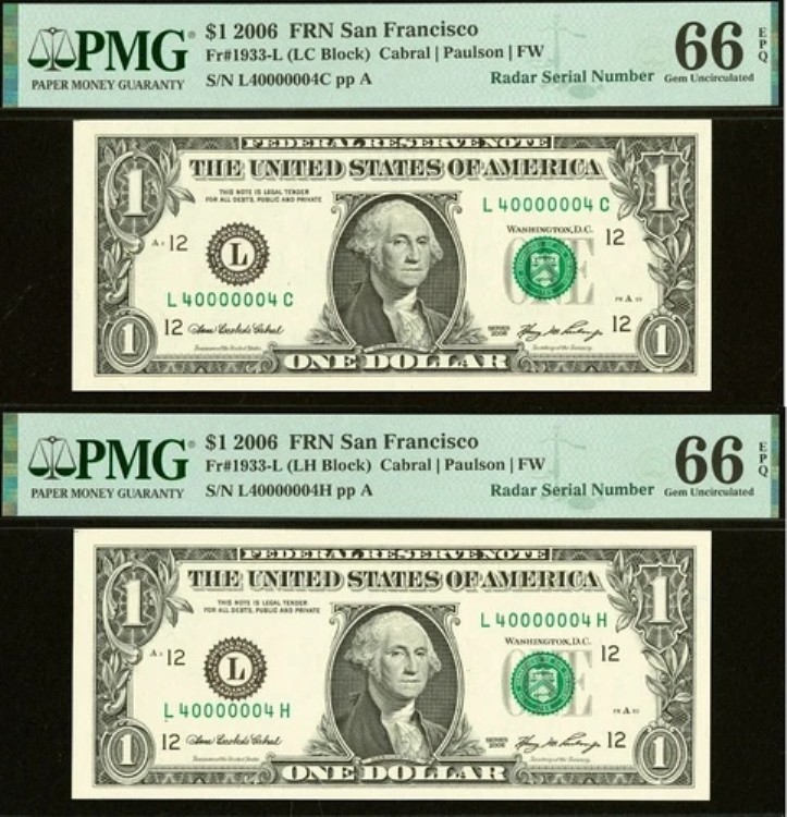 2006年 $1 サンフランシスコ FRN PMG 66EPQ 希少 2 スーパーレーダー シリアル番号 4000004｜WORLD RESOURCE【KING店】