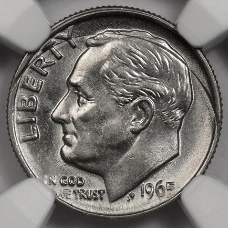 1965年 NGC MS66 不完全なカーブクリップダイムミントエラー 非常に希少なコイン 238,700円
