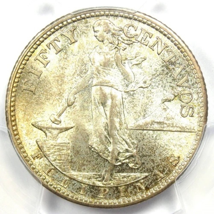 1944-S フィリピン 50センタボ硬貨 50セント硬貨 - PCGS MS66 (Gem BU) - MS66の希少品