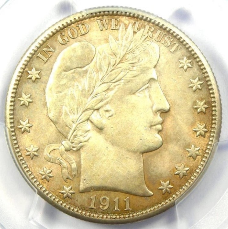 1911 バーバー ハーフ ドル 50 セント - PCGS 未流通詳細 (MS UNC) - 希少コイン!