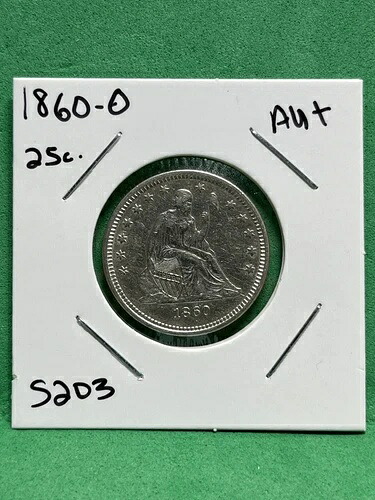1860-O リバティシータークォーター AU。希少なローミント 388k 222,200円