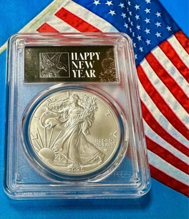 2025 シルバーイーグル MS-70 PCGS - 限定「HAPPY NEW YEAR」ラベル - 非常に希少な逸品|WORLD RESOURCE【KING店】