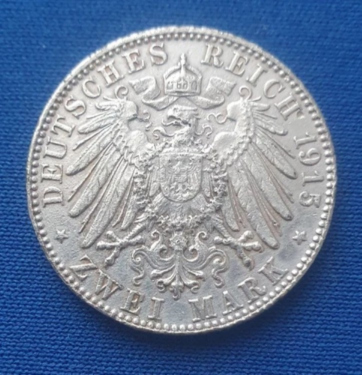 1915 ツヴァイ / 2 マルク、ベルンハルト 3 世の死、ザクセン マイニンゲン、非常に珍しい｜WORLD RESOURCE【KING店】
