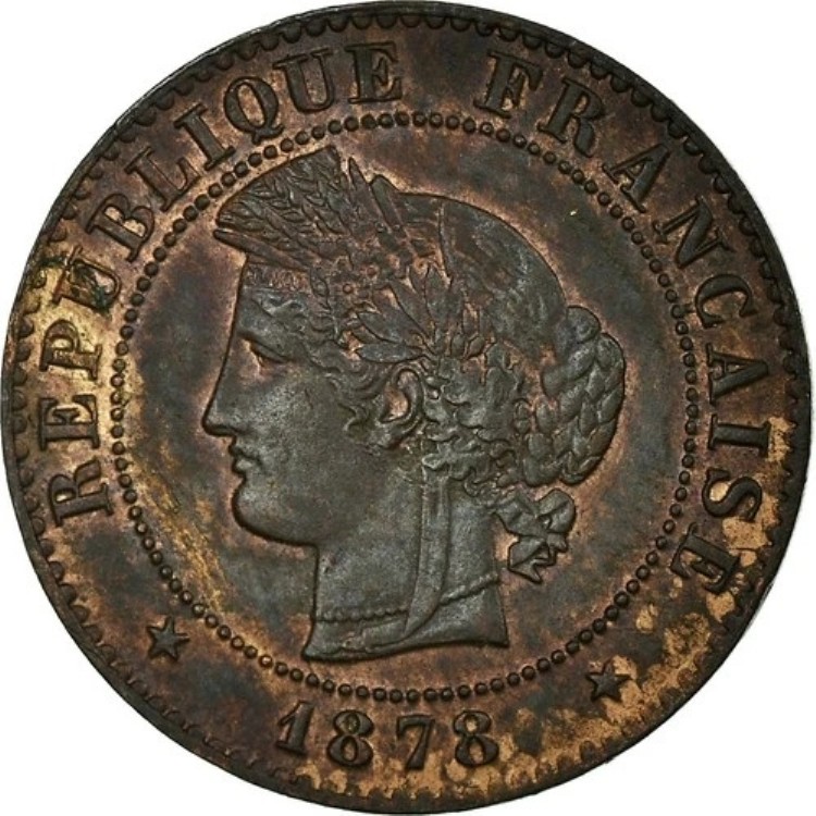 [#11494] コイン、フランス、セレ、サンティム、1878、ボルドー、MS、ブロンズ、ガドゥリー:88