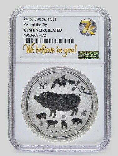 2019年 オーストラリア 亥年 1オンス 銀貨 999 ルナシリーズ II ~ NGC ~ GEM｜WORLD RESOURCE【KING店】