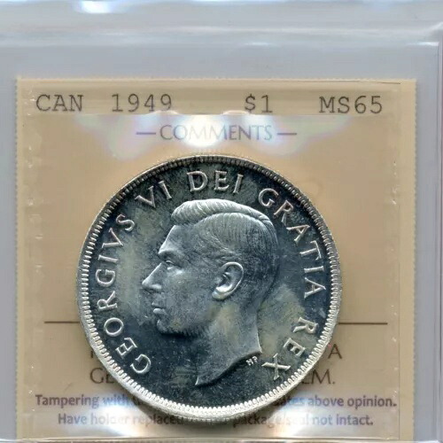 1949年カナダ銀貨 - ジェムアンサーキュレート、ICCS MS 65