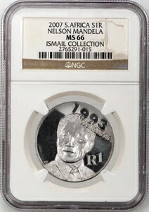 南アフリカ 2007年 ランド、ネルソン・マンデラ・イスマイル・コレクション - NGC MS66
