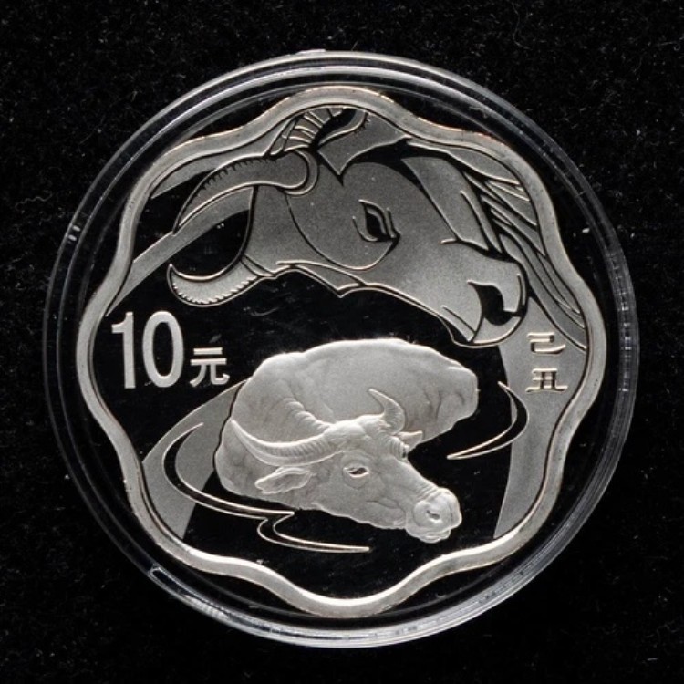 2009年 中国 10元 - ルナシリーズ 牛 1オンス プルーフ ホタテ銀貨
