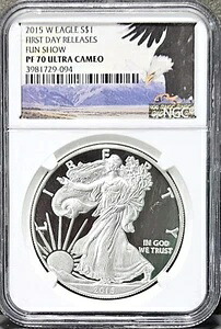 2015 W PF70 シルバーイーグル 初日リリース FUNショー NGC - イーグルラベル