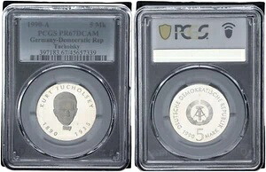 GDR 5マーク 1990 A カート・トゥコルスキー PCGS PR67DCAM プルーフ 121426