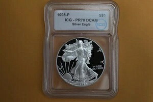 1998-P プルーフ アメリカン シルバー イーグル ICG PR70 DCAM