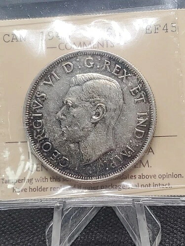 1946年カナダドル銀貨 1ドル ICCS EF-45 # XFZ 069