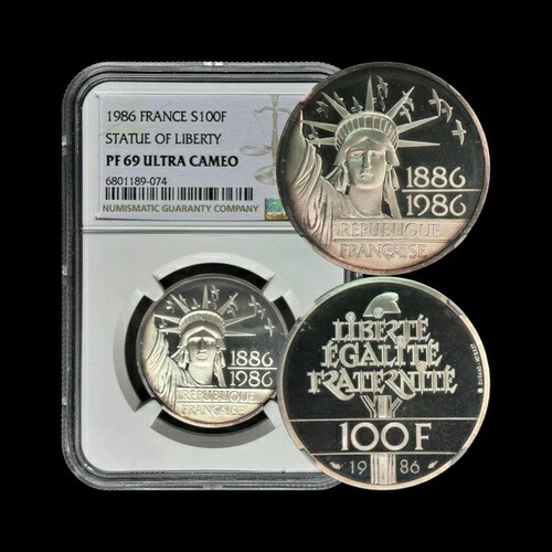 楽天市場】1986 年 フランス 100 フラン銀貨 ピエフォール自由の女神像
