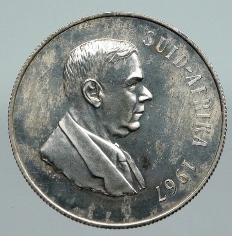 1967 南アフリカ Dr. Hendrik Frensch Verwoerd プルーフ シルバー 1 ランド コイン i91268｜WORLD RESOURCE【KING店】