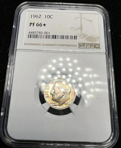 1962年 ルーズベルト シルバーダイム NGC PF66* レインボートーン トナーコイン｜WORLD RESOURCE【KING店】