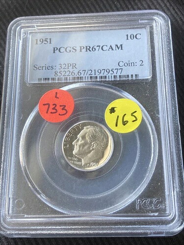 1951年製 ルーズベルト ダイム PR67Cam ANACS L733｜WORLD RESOURCE【KING店】