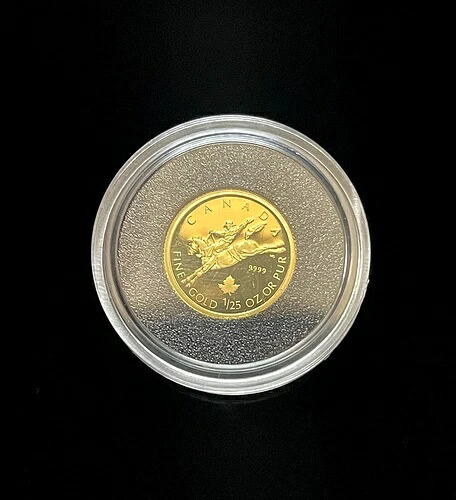 カナダ、2006年 50セント、1/25オンス金貨、プルーフ、馬の裏面、0.9999