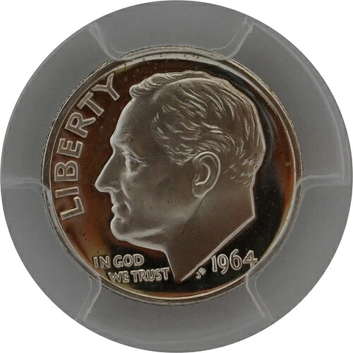 PR67DCAM 1964年 PCGS グレーデッド プルーフ シルバー ルーズベルト ダイム ディープカメオ レアコイン PR 67