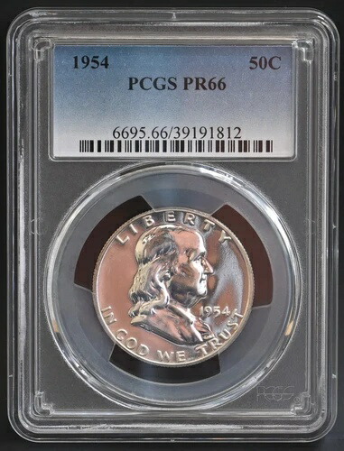PR66 1954 PCGSグレード フランクリン シルバー ハーフダラー プルーフ 未流通 希少コイン 89,540円