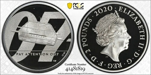 英国 2020年 2ポンド シルバー プルーフ ジェームズ・ボンド ペイ・アテンション 007 PCGS PR68DCAM|WORLD RESOURCE【KING店】