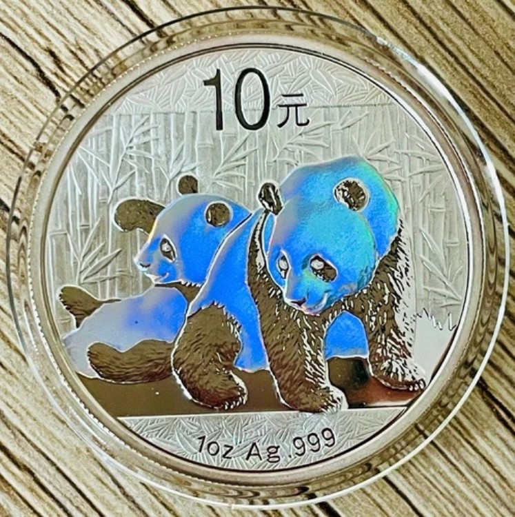 送料無料】中国パンダ 10元 2010年 1オンス .999 純銀貨 ホロ