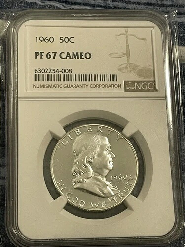 1960年 プルーフ フランクリン ハーフダラー - NGC PF 67 CAMEO ゴージャス #-008-#|WORLD RESOURCE【KING店】