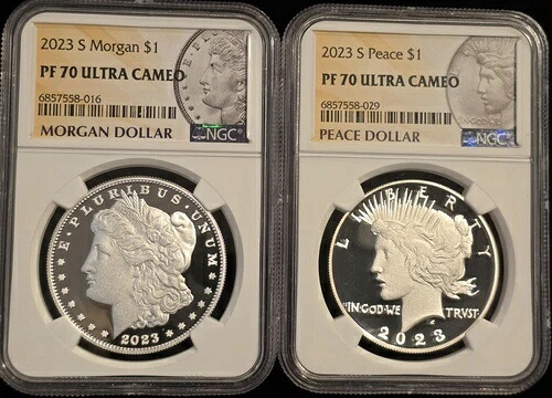 2023年 S モーガン＆ピース シルバー ドル セット $1 NGC PF70 箱とCOA付き｜WORLD RESOURCE【KING店】 96,800円