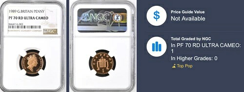1989年 1ペンス プルーフ NGC PF70 RD 英国 最高級品 トップポップ