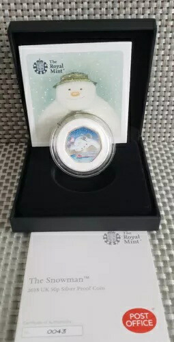 2018 スノーマン シルバー プルーフ 50 ペンス コイン ブラック ボックス 郵便局 !! 非常に安い 0043 COA !!