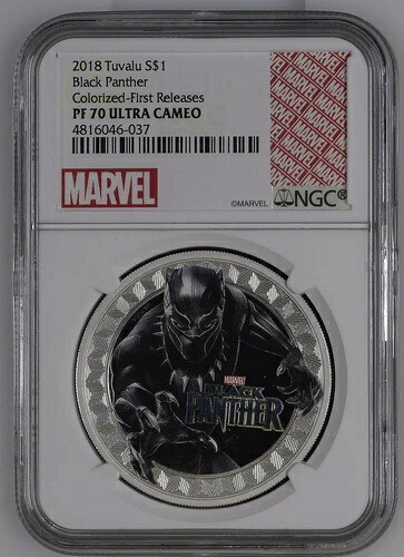 2018年 ツバル ブラックパンサー カラーライズ 初リリース 1オンス シルバー NGC PF70 ウルトラカメオ