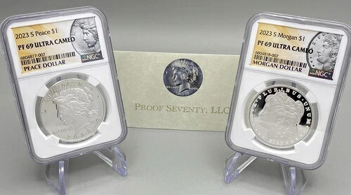 2023年 Sピース＆モーガン シルバーダラー プルーフセット NGC PF69 ウルトラカメオ（OGP付き）