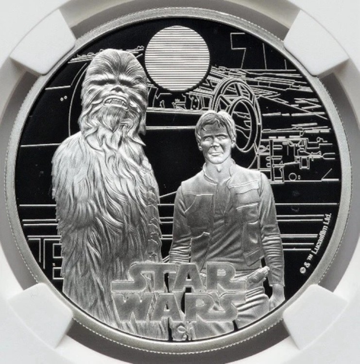 NGC PF70 2024 スターウォーズ ハン・ソロ＆チューバッカ イギリス シルバー 1オンス コイン
