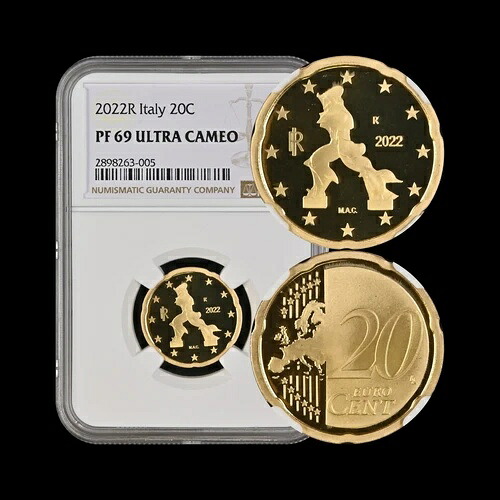 イタリア。2022年、20ユーロセント、R - NGC PF69 - トップポップ??ボッチョーニ、コンティニュイティ｜WORLD RESOURCE【KING店】