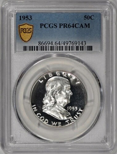 1953年 プルーフ フランクリン ハーフダラー 50セント PCGS PR64 カメオ