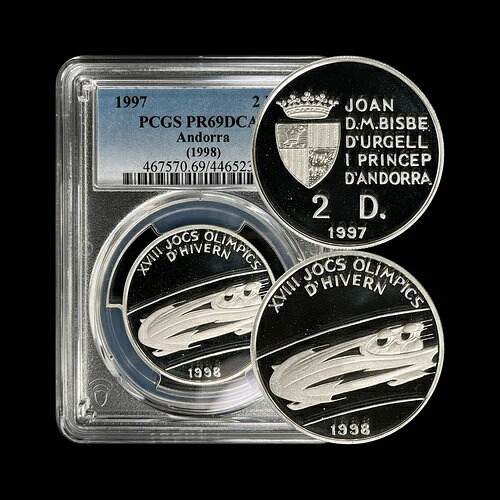 アンドラ。1997年、ダイナー2枚、シルバー - PCGS PR69 - トップポップ??オリンピック、ボブスレー｜WORLD RESOURCE【KING店】 104,665円