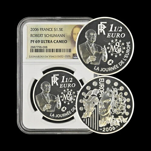 フランス 2006年 1.5ユーロ 銀貨 - NGC PF69 - トップポップ?? ロベール・シューマン｜WORLD RESOURCE【KING店】