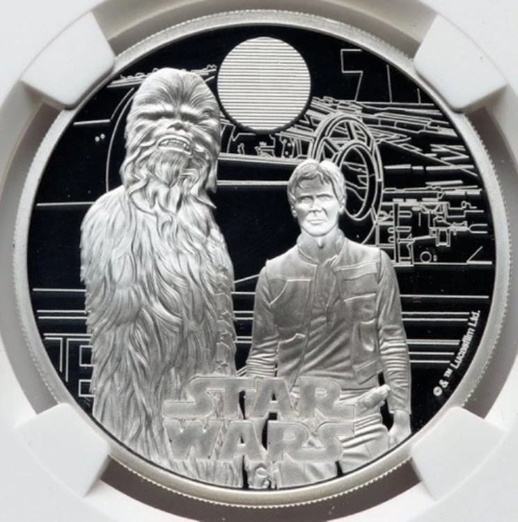 NGC PF70 2024 スターウォーズ ハン・ソロ＆チューバッカ イギリス シルバー 1オンス コイン