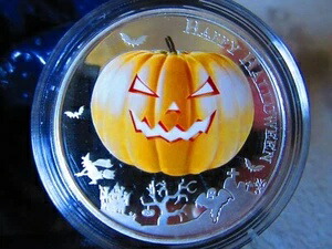2014年 ジャック・オー・ランタン 暗闇で光るパンプキン ハロウィン 1オンス シルバー プルーフ 2ドルコイン｜WORLD RESOURCE【KING店】