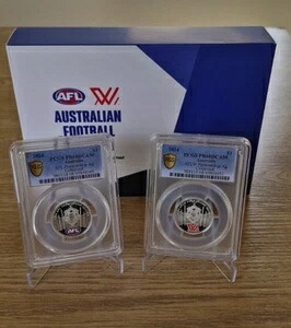 2024年 1ドル AFL / AFLW カラーファインシルバー プルーフ コイン2枚セット PCGS PR68DCAM
