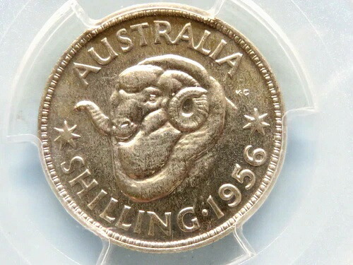 オーストラリア 1956 シリング.. 発行枚数 1500... プルーフ - FDC.. PCGS PR64