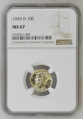 1943年 D マーキュリーダイム NGC MS-67